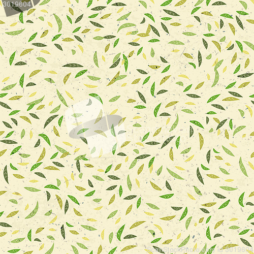 Image of Green leaves seamless pattern. Vector