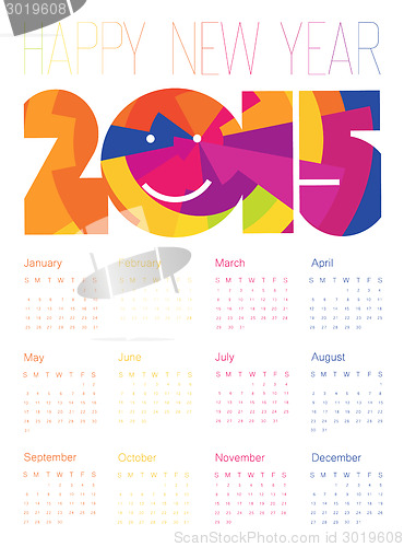 Image of Happy New Year Colorful Calendar 2015 Design. Vector.