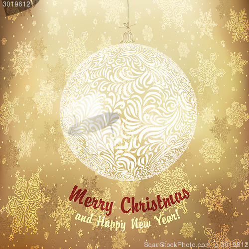 Image of Christmas Golden Ball. Vector.