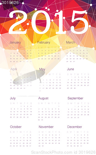 Image of Calendar 2015 with triangles design, vector