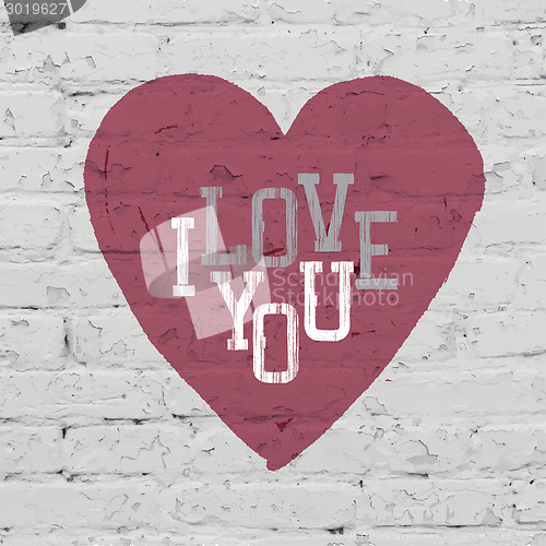 Image of Heart Symbol On Brick Wall. Vector.