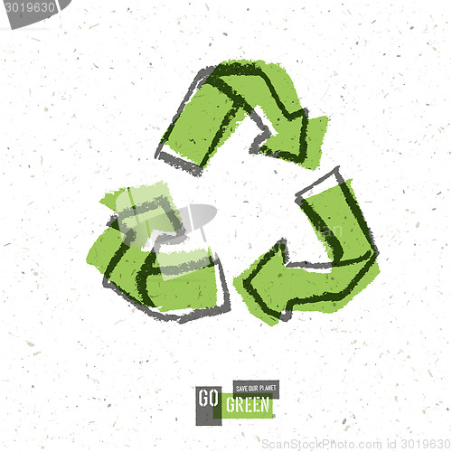 Image of Go Green Concept Poster With Recycled Sign. Vector