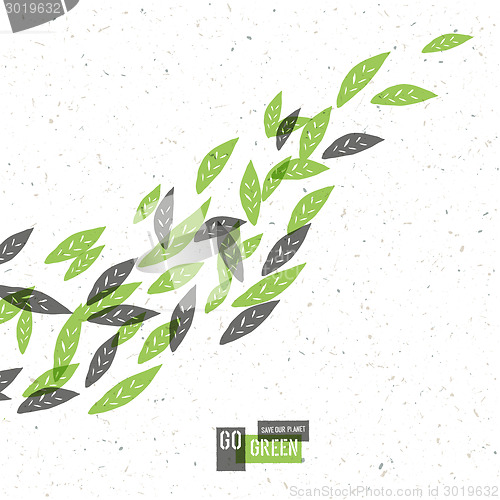 Image of Go Green Concept Poster With Leaves. Vector