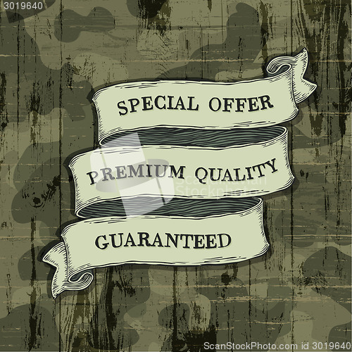 Image of Design elements on camouflage background. Vector, EPS10