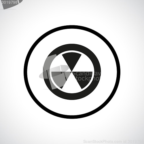 Image of Radiation hazard symbol in a circle. 