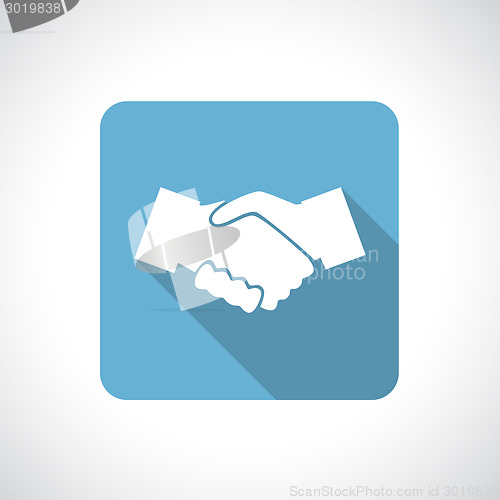Image of Hands shake icon with shadow.