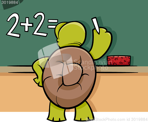 Image of turtle at blackboard cartoon illustration