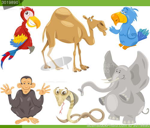 Image of wild animals cartoon set illustration
