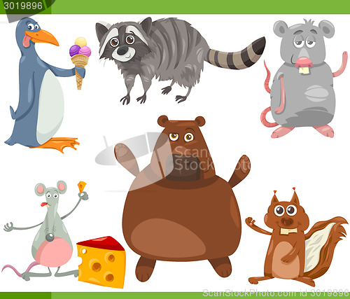 Image of wild animals cartoon set illustration