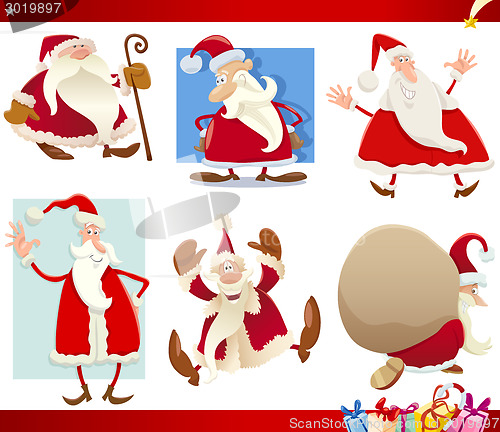 Image of santa claus and christmas cartoon set