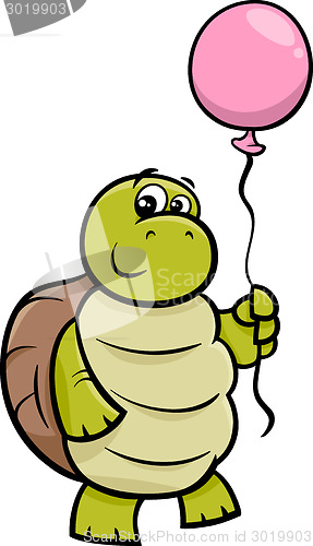 Image of turtle with balloon cartoon illustration