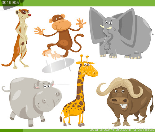 Image of safari animals cartoon set illustration
