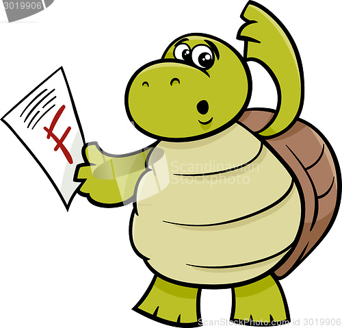 Image of turtle with f mark cartoon illustration