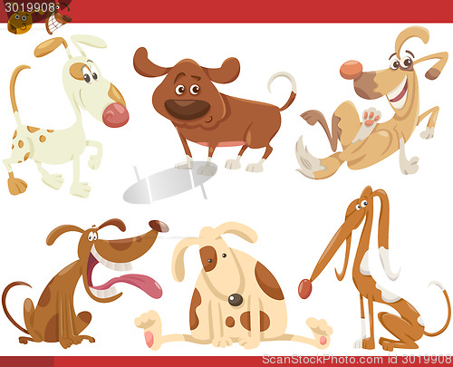 Image of happy dogs cartoon illustration set