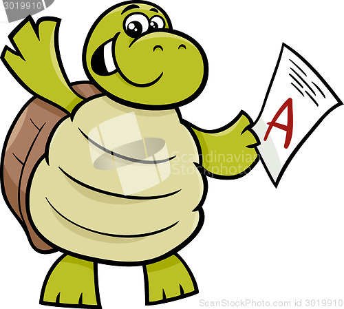 Image of turtle with a mark cartoon illustration