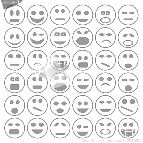 Image of set of  smiley faces icons