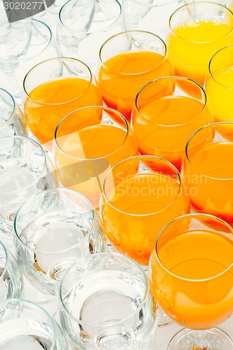 Image of many glasses on buffet table