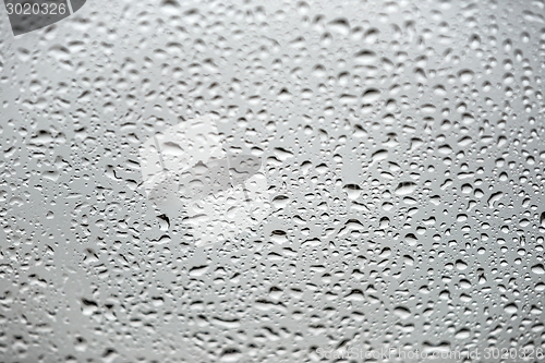 Image of Natural water drops on glass