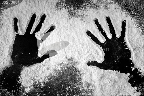 Image of Hand prints in flour