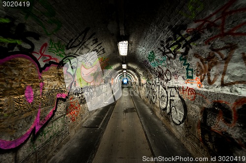 Image of Dark undergorund passage with light