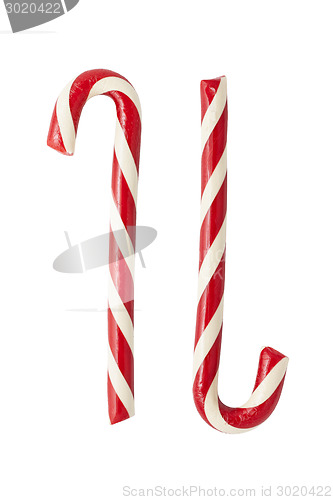 Image of Two candycanes isolated