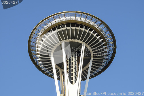 Image of Close up of the top of the Space Needle