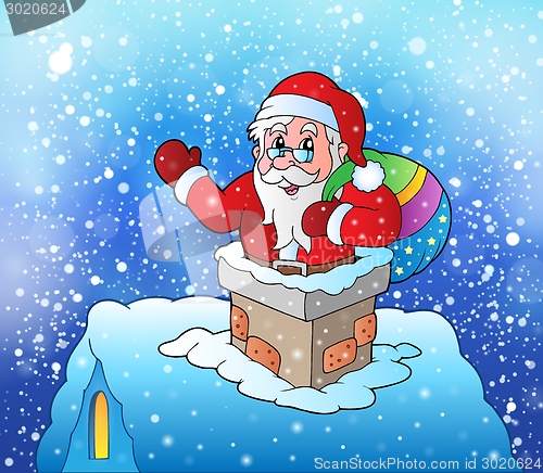 Image of Santa Claus on snowy roof