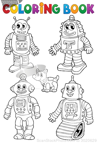 Image of Coloring book with various robots