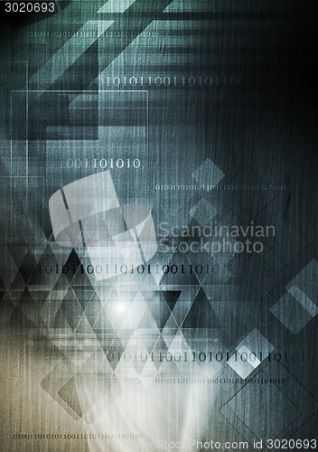 Image of Hi-tech background with wooden texture