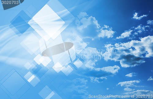 Image of Technology collage with cloudscape