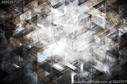 Image of Abstract collage with tech elements and stone texture