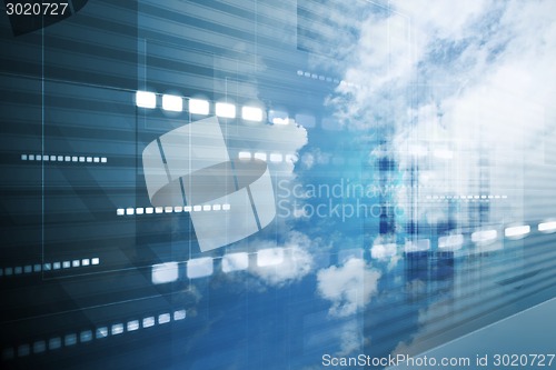 Image of Hi-tech sky background collage