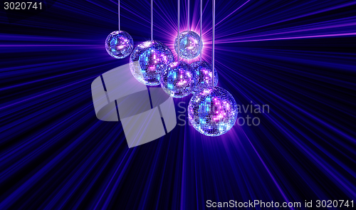 Image of Colorful funky background with mirror disco balls