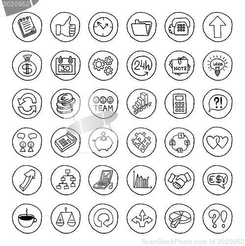 Image of Hand drawn business set of buttons.