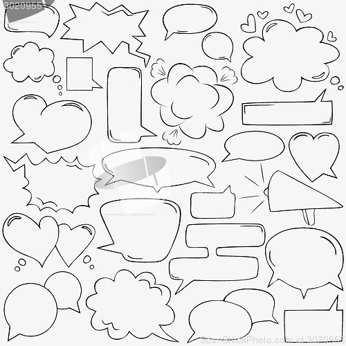 Image of Speech bubbles with hearts and clouds