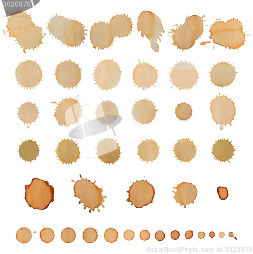 Image of Coffee stains set isolated on white.