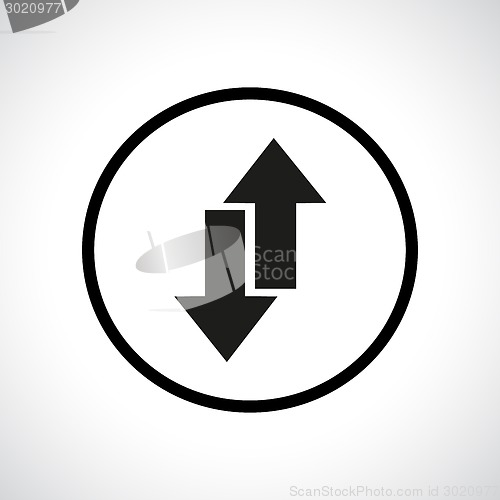 Image of Download and upload symbol in a circle.