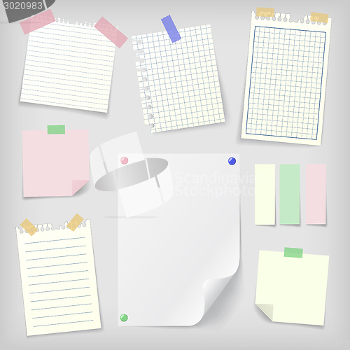 Image of Post-it set of sticky notes and notebook paper