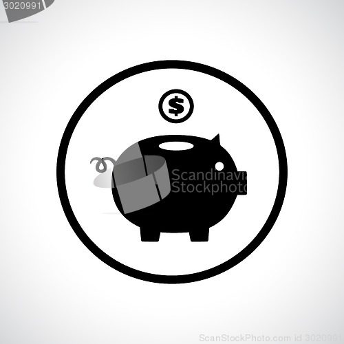 Image of Piggy bank icon with a coin falling in.