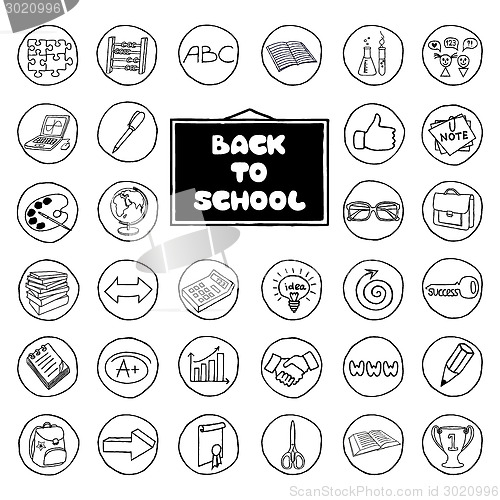 Image of Hand drawn school buttons set