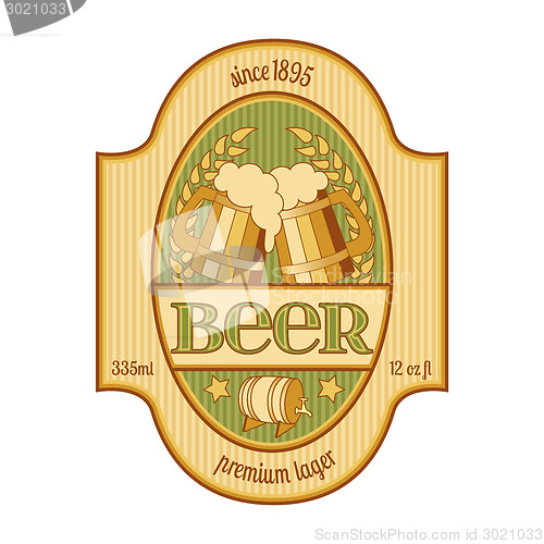 Image of Beer label design in golden and green.