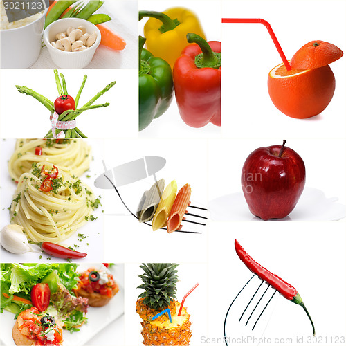 Image of Organic Vegetarian Vegan food collage  bright mood