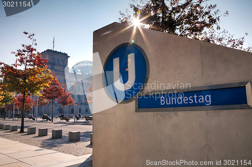 Image of Bundestag underground sign in Berlin