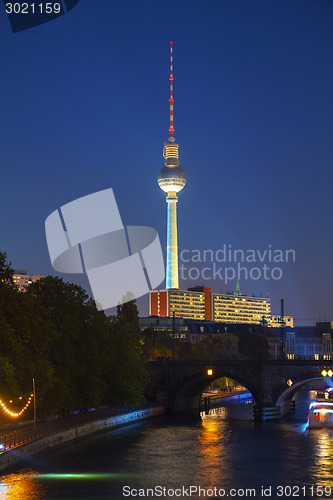 Image of Berlin TV tower in the night
