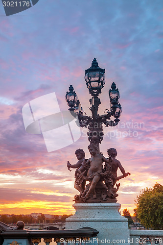 Image of Lamppost at the Alexander III bridge in Paris