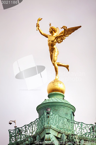 Image of Statue on top of the July column in Paris, France