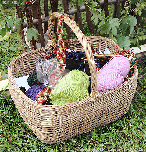 Image of Basket with yarn 