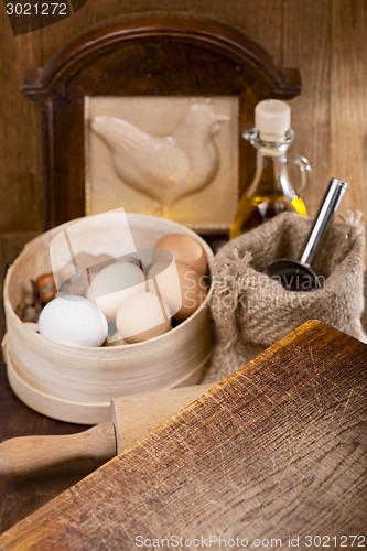 Image of kitchen still life with eggs