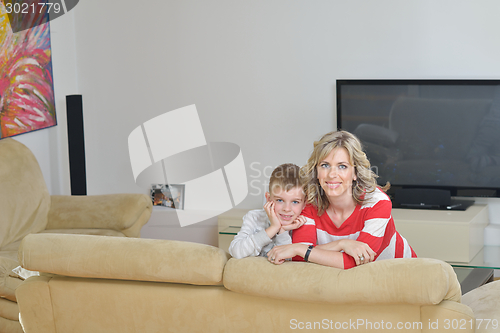 Image of happy young family at home