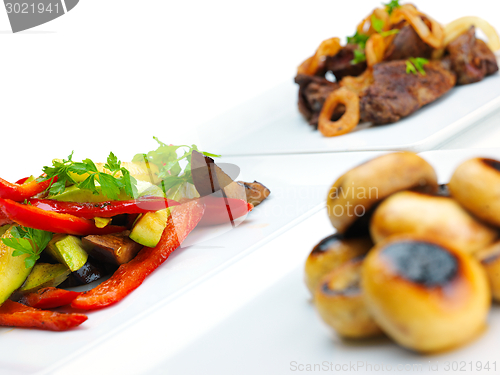 Image of grilled fresh meat and vegetables